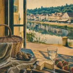 Bugue perigord noir : repas près de la fenêtre, vue sur la Vézère