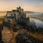 Chateau perigord : Château de Beynac sur la Dordogne, au lever du jour