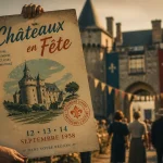 Châteaux en fête dordogne : affiche et entrée de château
