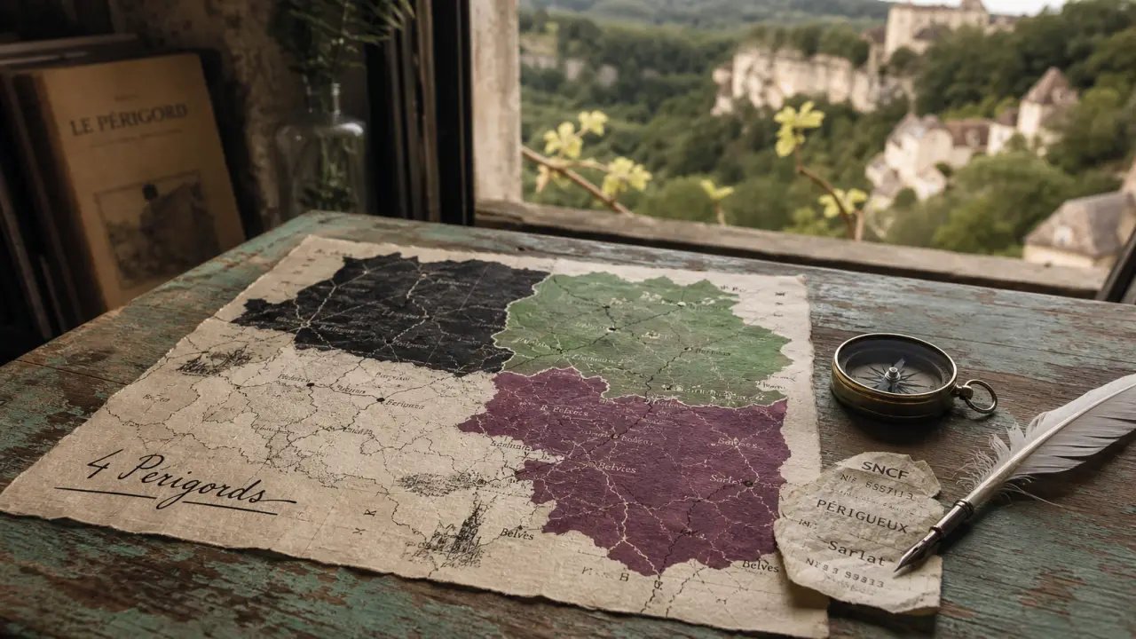 Combien de périgord en dordogne : 4 périgords Noir Vert Blanc Pourpre, carte Dordogne