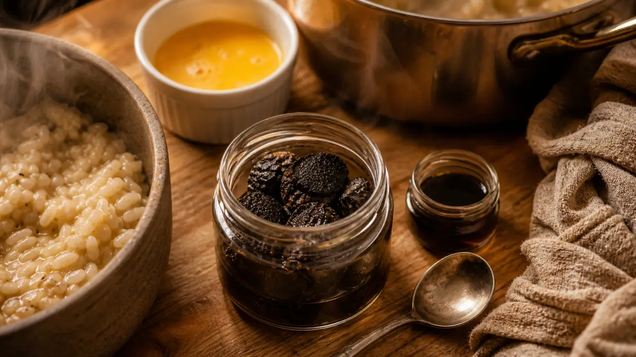 Conserves truffes : verrine, jus et vapeur légère en cuisson douce