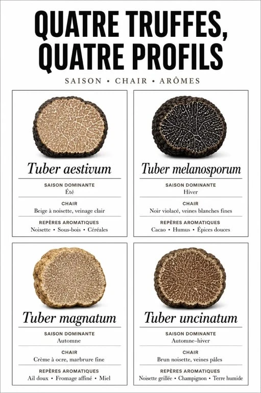 Truffe d ete : comparaison visuelle entre Tuber aestivum et les principales espèces proches