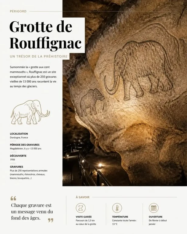 Grotte de Rouffignac dans le Périgord Noir et ses gravures de mammouths