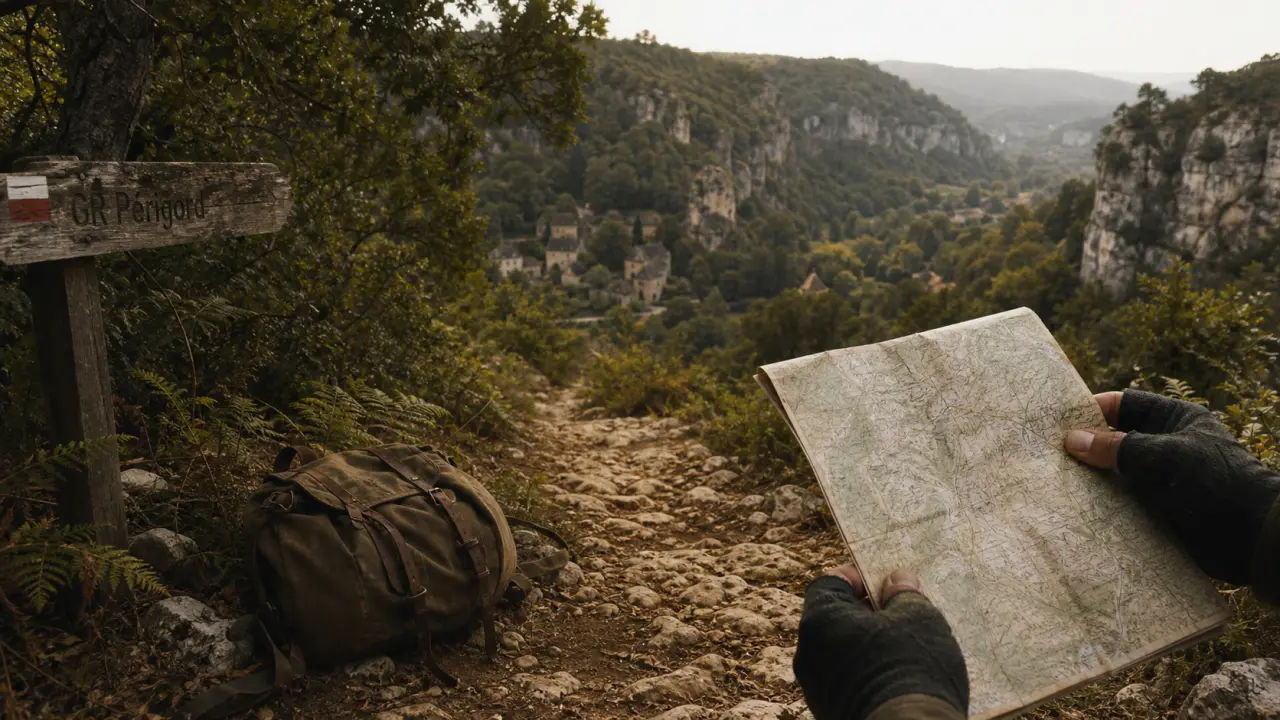 GR perigord noir : carte topo sur sentier