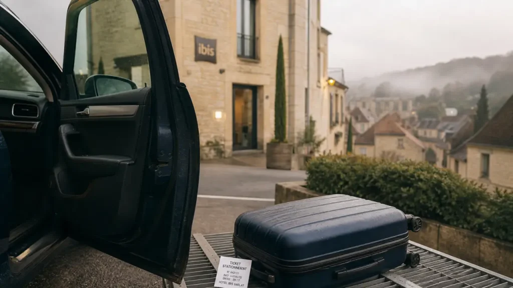 hotel ibis perigord noir près de Sarlat, portière de voiture et parking