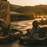 karting city perigord noir : karts et piste au bord du bitume humide