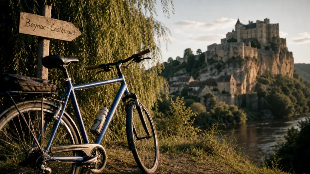 Les châteaux de la dordogne à vélo : Beynac et vallée depuis le vélo