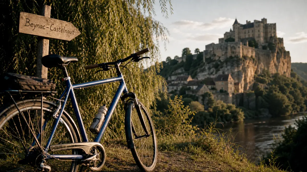 Les châteaux de la dordogne à vélo : Beynac et vallée depuis le vélo