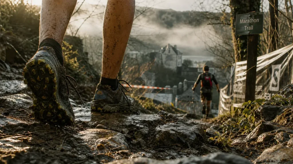 Marathon trail perigord noir sur sentier calcaire : pierre et racines