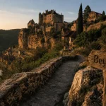 Perigord noir chateaux : château de Beynac au golden hour