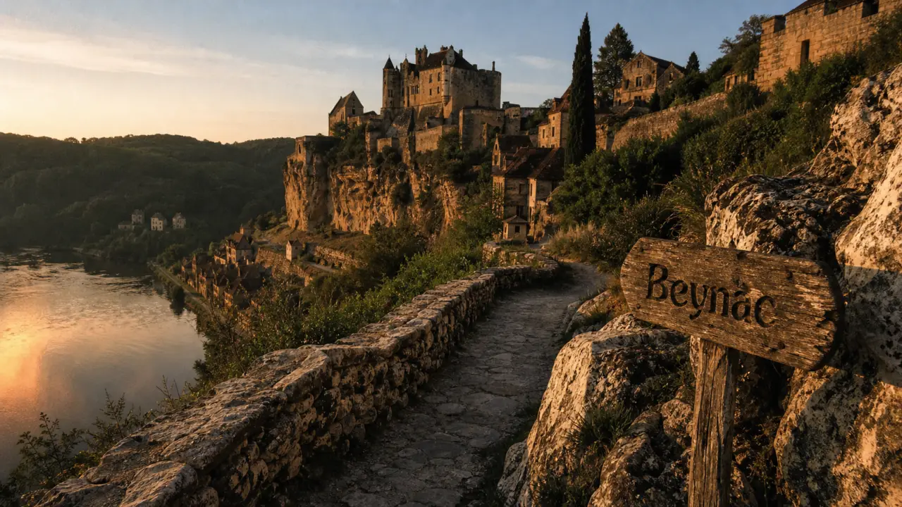 Perigord noir chateaux : château de Beynac au golden hour