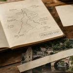 Que faire périgord : carte et villages du Périgord, rivière et pont.