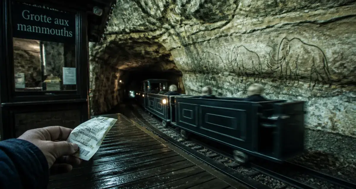 Rouffignac perigord noir : entrée de la grotte aux mammouths et petit train sombre