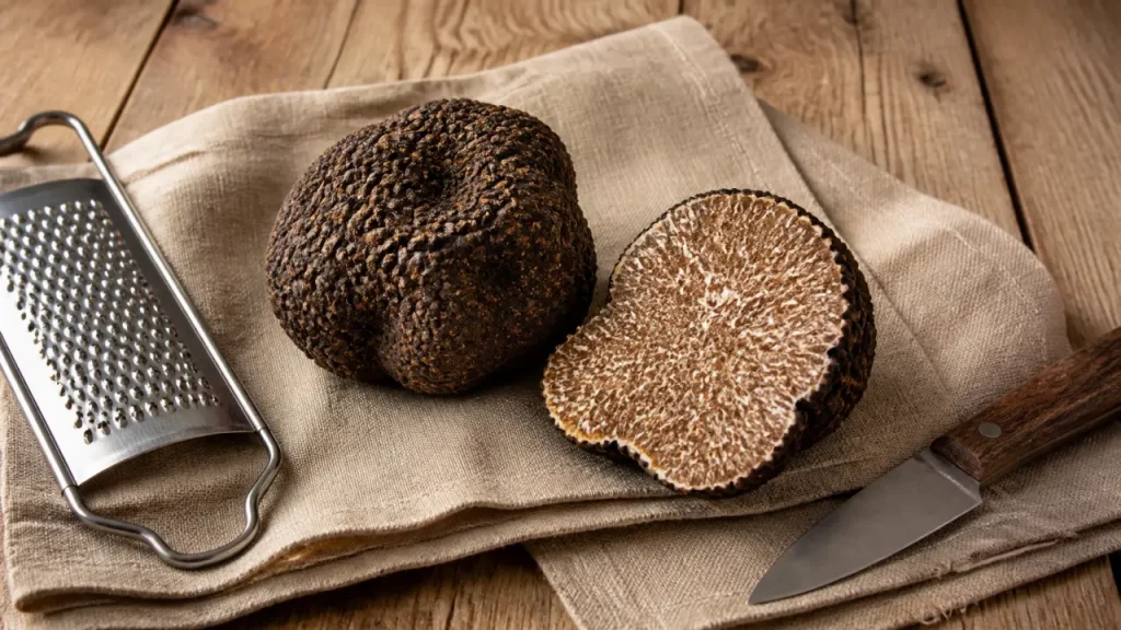 truffe d ete et gleba, coupe en deux, photo culinaire