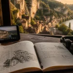 video perigord noir : smartphone, falaises et village en pierre