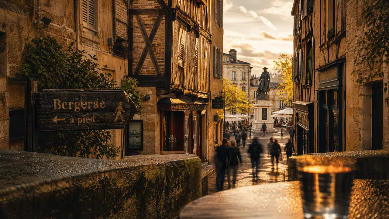 Visiter Bergerac : quais de la Dordogne et ruelle ancienne