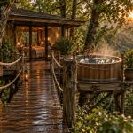Cabane dans les arbres dordogne avec spa privatif en forêt
