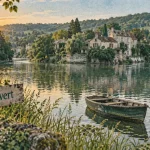 dordogne périgord vert, barque sur la Dronne au bord de l’eau