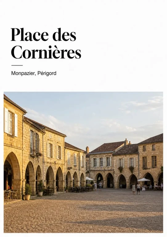 Bastides dordogne périgord : la place des Cornières de Monpazier