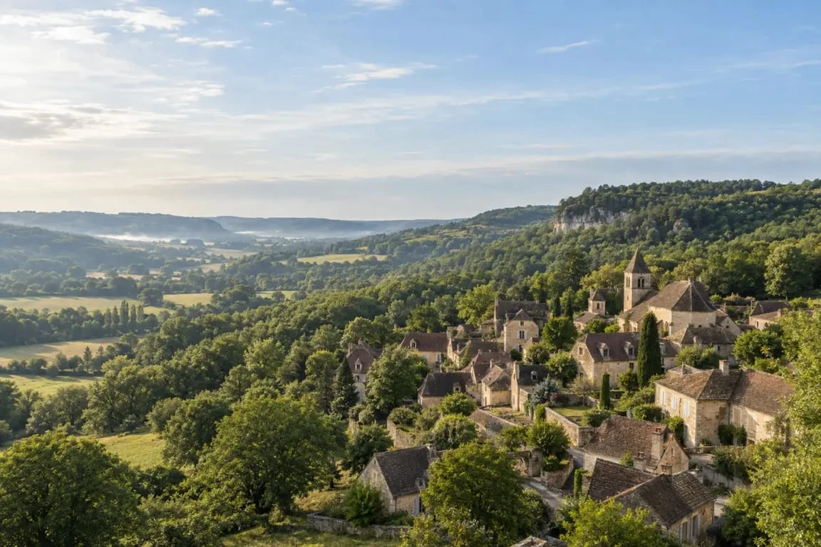 Marquay Dordogne, village rural entouré de forêts dans le Périgord Noir