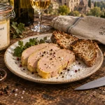 Foie gras de canard dordogne : tranches sur table, vente directe