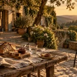 Gites de charme dordogne perigord noir : terrasse en pierre, calme près de Sarlat