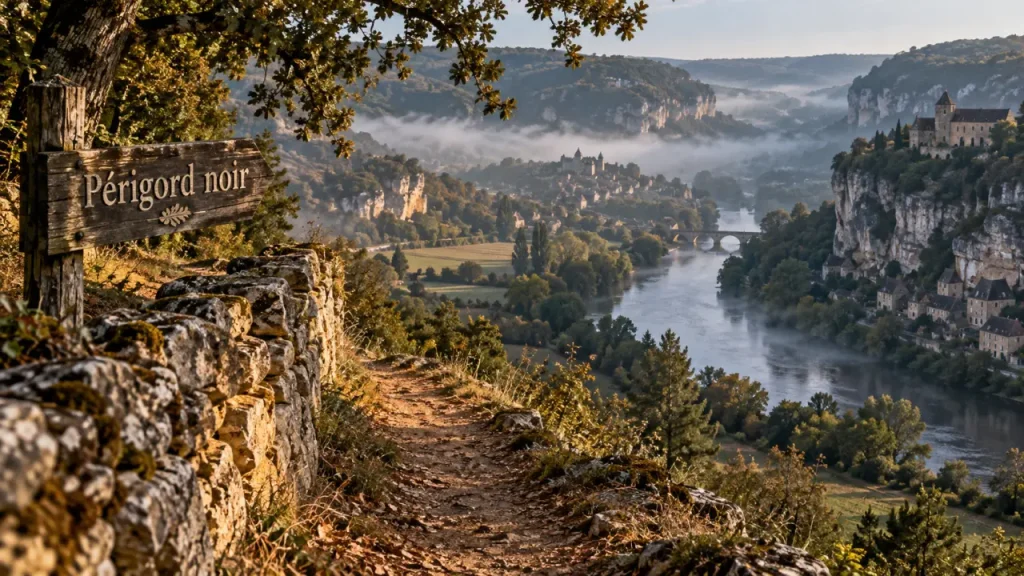 Guide touristique perigord noir : vue belvédère sur la vallée de la Dordogne