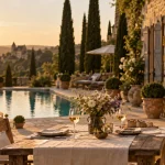 Hotel luxe perigord noir : terrasse et piscine en pierre, Périgord Noir