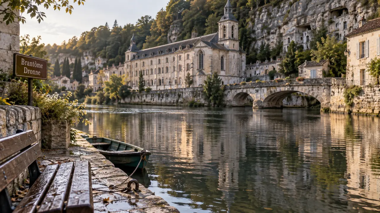 Que visiter autour de brantome en perigord : quai, Dronne et abbaye de Brantôme