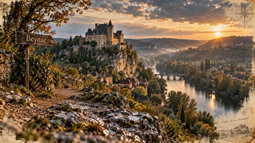 Quel chateau visiter perigord noir : château de Beynac au-dessus de la Dordogne