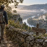 Rando perigord noir : sentier vers village perché, falaises et points de vue