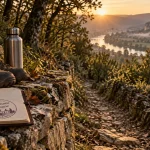 Randonnée dordogne perigord noir : sentier entre falaises et vallée de la Dordogne