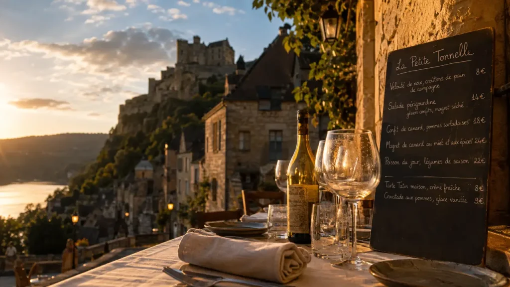 Terrasse restaurant La Petite Tonnelle, restaurants beynac dordogne à Beynac-et-Cazenac