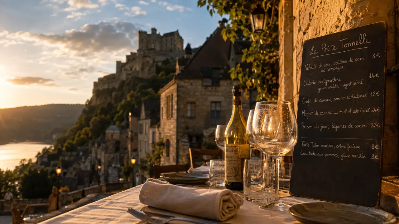 Terrasse restaurant La Petite Tonnelle, restaurants beynac dordogne à Beynac-et-Cazenac