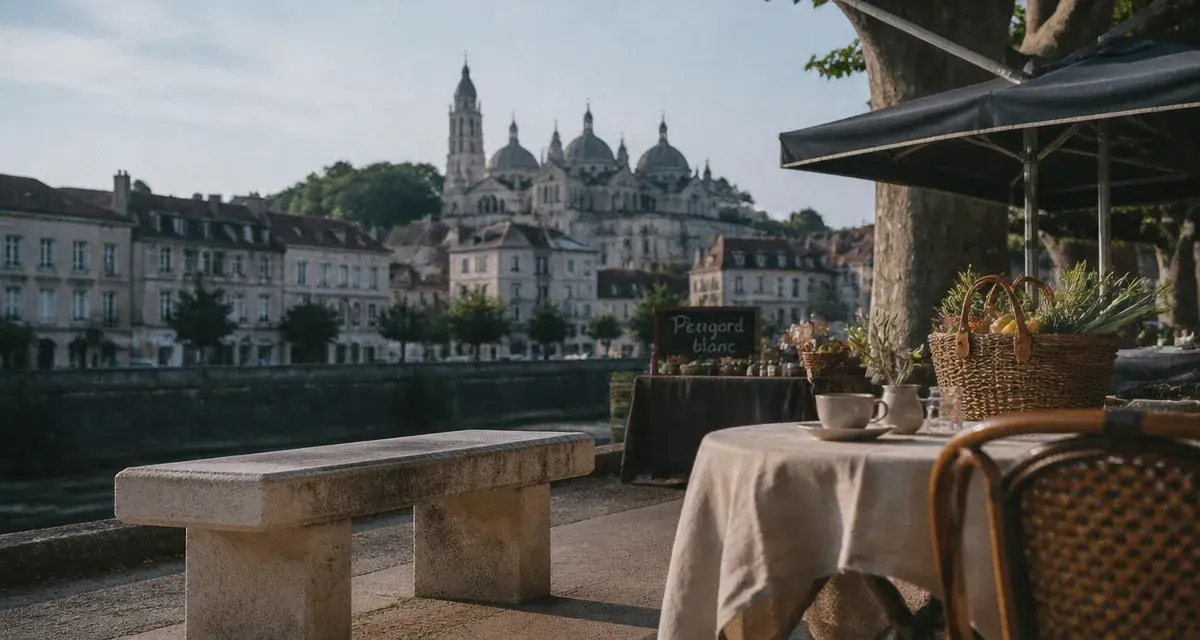 Tourisme perigord blanc à Périgueux, quais de l’Isle et cathédrale Saint-Front