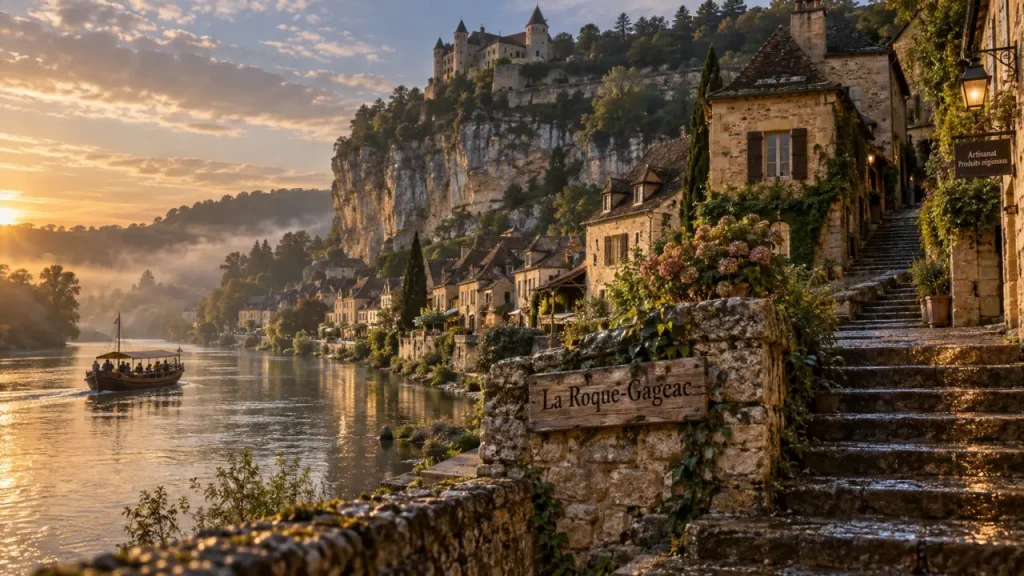 Village perigord a visiter : La Roque-Gageac au bord de la Dordogne