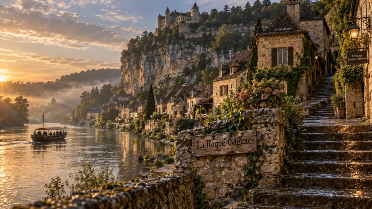 Village perigord a visiter : La Roque-Gageac au bord de la Dordogne