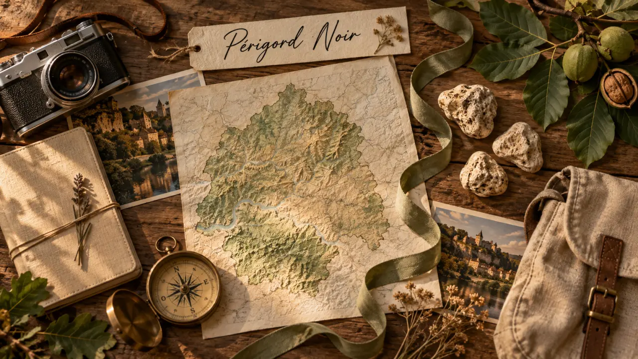 Carte Dordogne Périgord Noir pour villages dordogne perigord noir, boussole et carnet