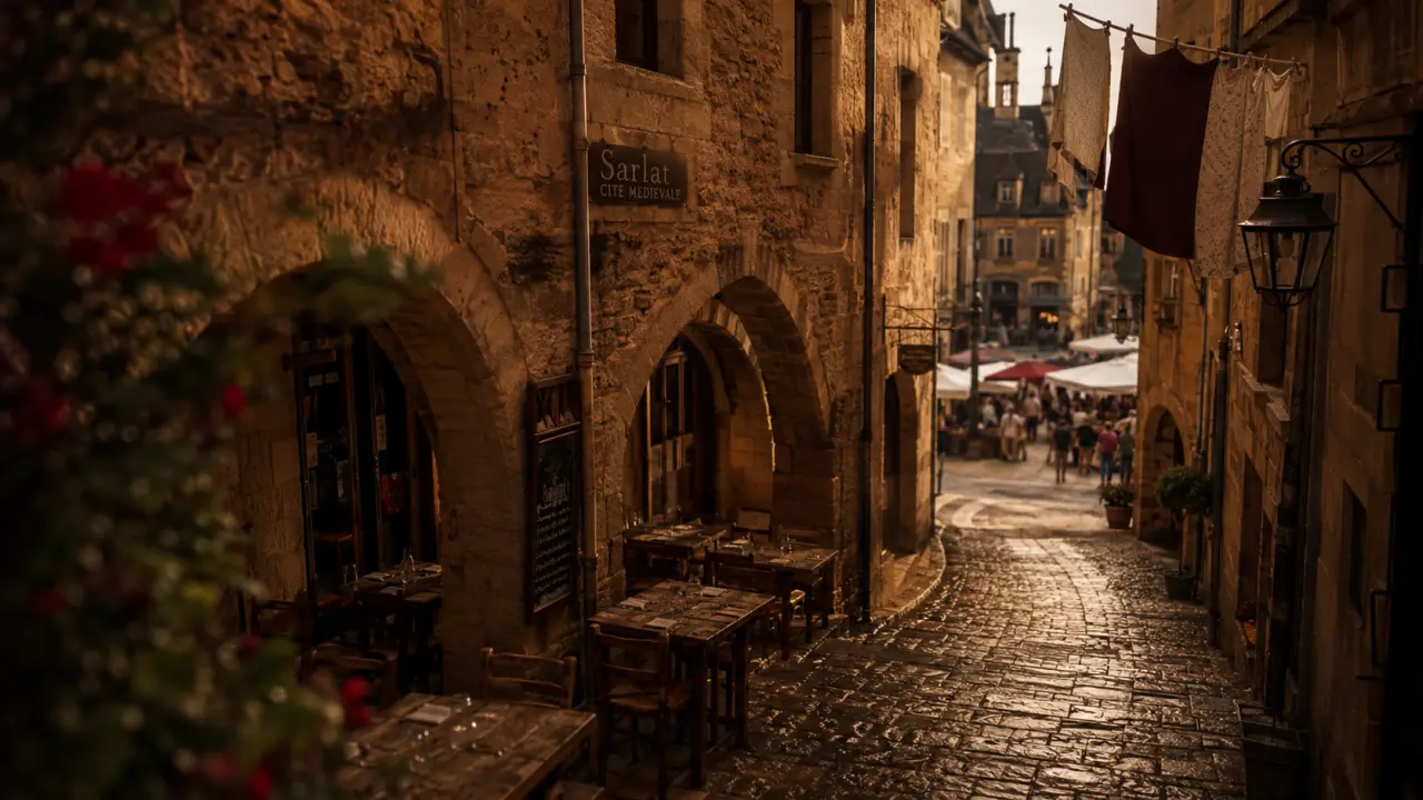 Ruelle pavée à Sarlat, ville du périgord noir