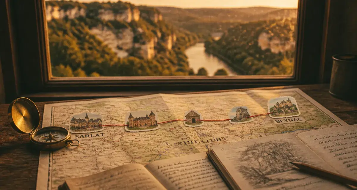 Visiter Dordogne Périgord : carte routière, villages et grottes réalistes