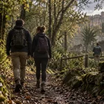 Zoo perigord noir : visiteurs sur un chemin ombragé près de Calviac