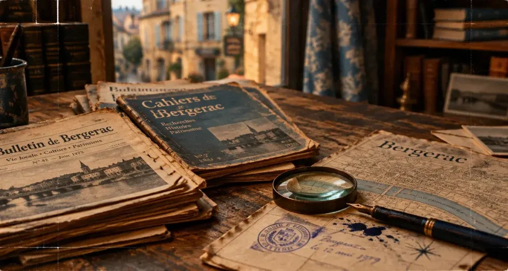 Amis de la Dordogne et du Vieux Bergerac : Cahiers de Bergerac sur une table