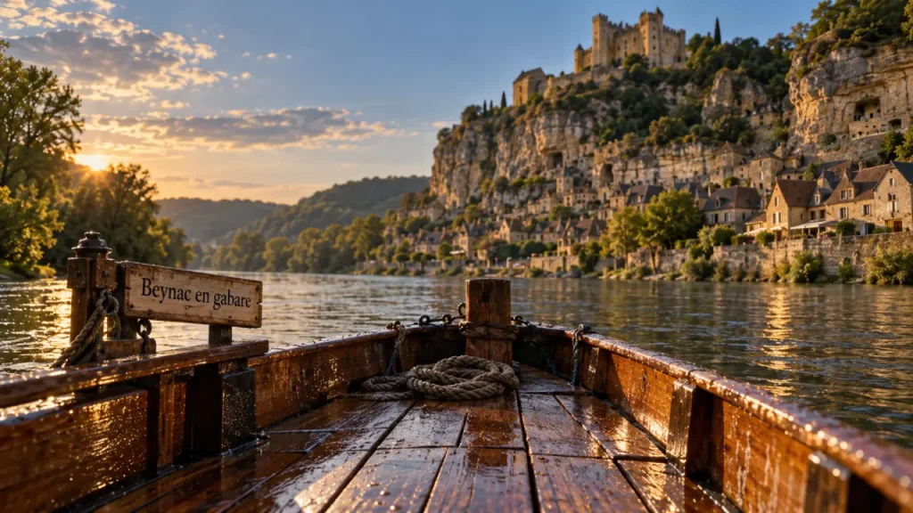 Bateau Dordogne Sarlat, gabare à Beynac sur la Dordogne