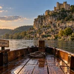 Bateau Dordogne Sarlat, gabare à Beynac sur la Dordogne