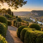 Jardins perigord noir, buis sculptés à Marqueyssac, belvédères sur la Dordogne