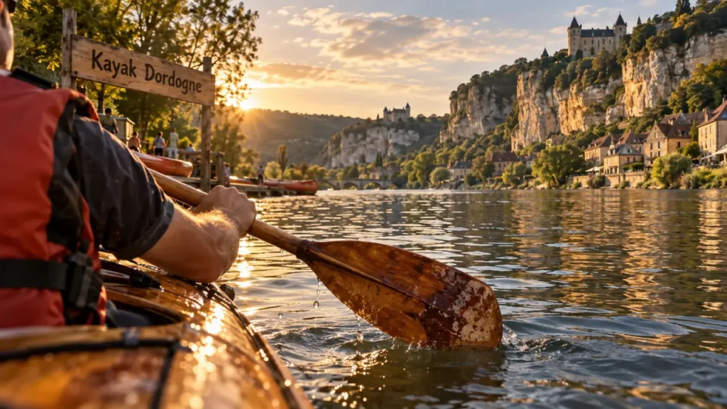 Kayak perigord noir sur la Dordogne, vue depuis le kayak