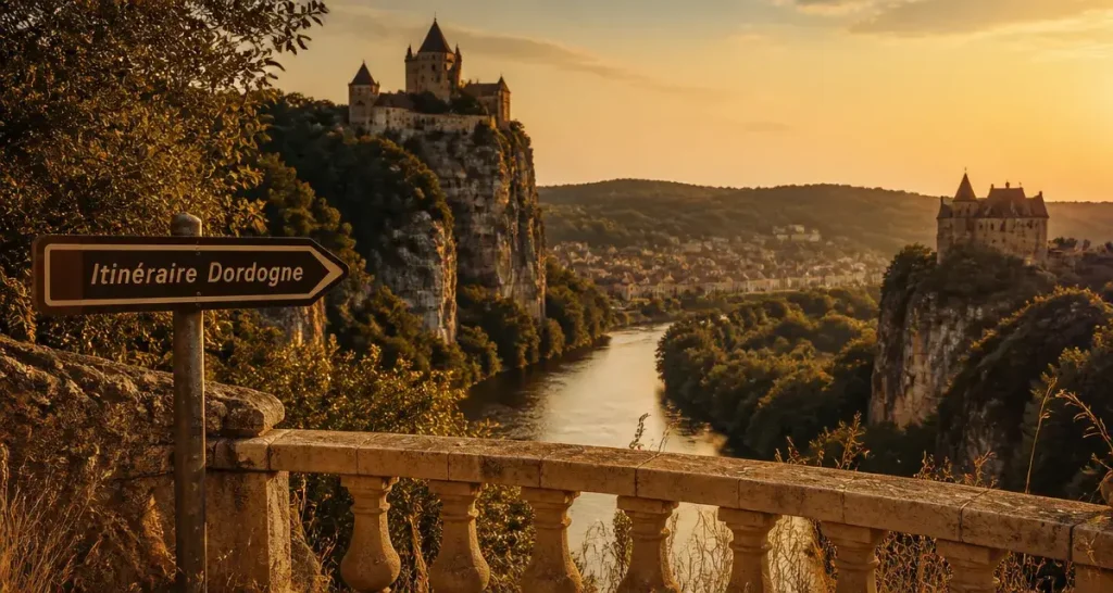 Les plus beaux sites du perigord noir : vue Dordogne, falaises et château à Beynac