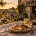 Musée du foie gras Dordogne à Frespech : table rustique et foie gras poêlé