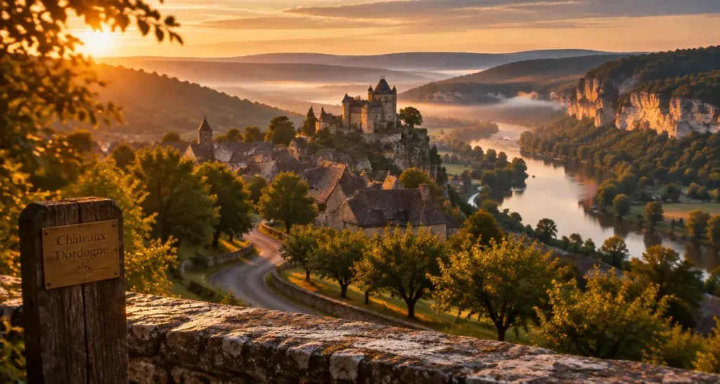Où aller dans le Périgord noir : vue sur falaises et vallée de la Dordogne