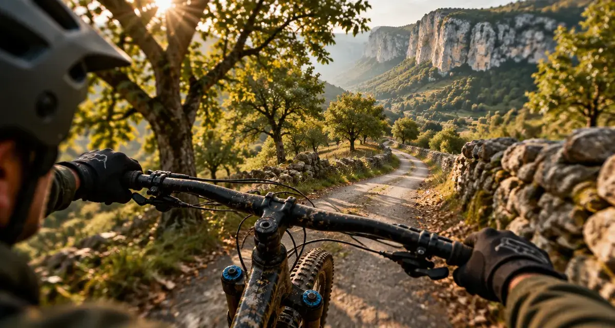 Parcours vtt perigord noir : VTT sur route entre noyers et falaises de calcaire